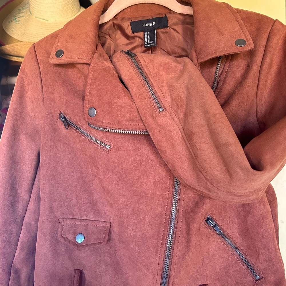 faux suede motorcycle jacket